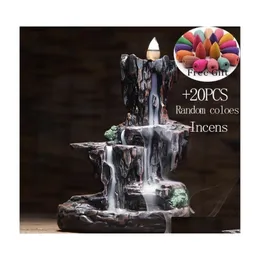 Lampade profumate Montagne Fiume Cascata Bruciatore di incenso Fontana Riflusso Aroma Fumo Incensiere Titolare Ufficio Casa Artigianato unicoadd2292E