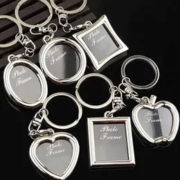 Keychains Lanyards Photo Keychain Mini Creative Metal Alloy Heart Square Round Oval Insert Photo Picture Frame Keyring Insert Photo Frame Keychain ldd240312