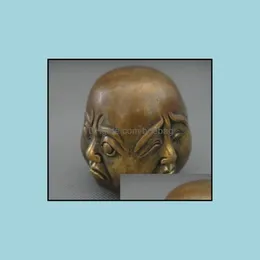 Scultura da collezione 4 Volti Umore Buddha Statua in rame Piacere Rabbia Dolore Felice Drop Delivery 2021 Arti e mestieri Regali artistici Home341w