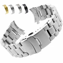 Gebogenes Ende Edelstahlarmband Herren Luxusarmband Silber Uhrenzubehör 18mm 20mm 22mm 24mm Stahlbandarmband 240311