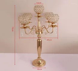 Dekoracja imprezowa 10pcs 75 cm Wysokie stół centralny Acryl Gold 5 Arms Crystal Wedding Candelabra Holder Adoper1036218