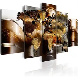 No Frame5PCS Set Modern Abstract Burning Map Art Print Frameless Canvas Painting Wall Picture Home Decoration3250