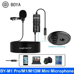 마이크 Boya Bym1 Pro M1DM 미니 라발리에 마이크 3.5mm 오디오 비디오 레코드 스마트 폰 PC 카메라 DSLR 용 마이크로 폰 마이크