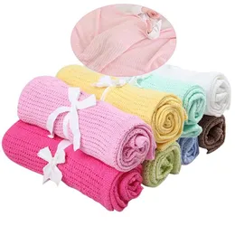 Infant Baby Hole Blankets Swaddle Wrap Newborn Blankets Muslin Crochet Cotton Air Conditioning Sleeping Bag Stroller Blanket4523717