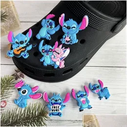 Schuhteile Zubehör Charms Großhandel Kindheitserinnerungen Blaue Elfe Lustiges Geschenk Cartoon PVC Dekoration Schnalle Weicher Gummi Clog Schnelles Dhapt