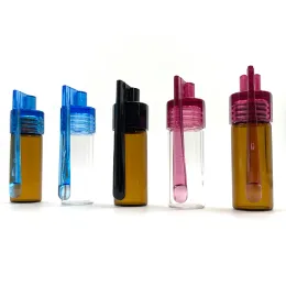 Caixa de pílulas garrafa de fumo snuff snorter dispensador bala tampa de plástico frasco recipiente de armazenamento caixa com colher ferramentas multicoloridas acessórios zz