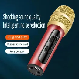 Microfoni microfoni wireless bluetooth condenser per cantare canzoni di riduzione del rumore domestico microfono audio integrato Confere microfone