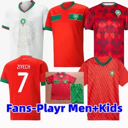 22 23 24 Marocko Soccer Jerseys Hakimi Maillot Marocain Ziyech En-Nesyri Football Shirts Men Kids Kit Harit Saiss Idrissi Boufal Jersey Maroc National Team Shirt