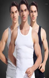 Men039S Tank Tops Tops whole 100 Cotton Men Top 2021 고품질 슬림 소매 소매 조끼 수컷 언더 셔츠 보디 빌딩 Singlet FI3934334