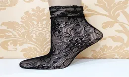 Women039s Black Lace Fishnet Ankle Socks Ruffle frilly Stretch Sheer Hollow Out Dress Socks for Women2692852