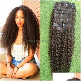 Clip In/On Hair Extensions Kinky Curly African American In Human 9Pcs 100G Afro Extensions4158618 Drop Delivery Products Dhien