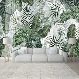 Anpassad PO 3D väggmålning Tropisk växt lämnar väggdekor målning sovrum vardagsrum TV bakgrund fresco vägg täcker340e