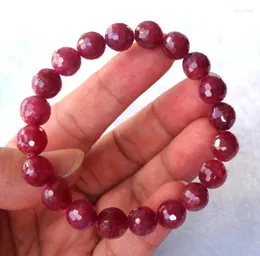 Loose Gemstones Natural Ruby Faceted Round 9mm Beads Bracelet Women Jewelry Accessories Weddings Parties Birthday Gift