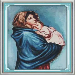 The Virgin Mary Christian Jesus Decor målningar Handgjorda korsstygnbrodernedelsuppsättningar räknade tryck på duk DMC 14C1832