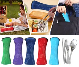 3st Steel Knifes Fork Spoon Set Family Travel Camping Cutlery Table Eyeful Fourpiece Dinnerware Set med Case F0628X14909810