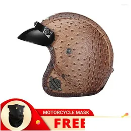 خوذات الدراجات النارية الألمانية بو الجلود JYT عالية الجودة مفتوحة الوجه خوذة عتيقة Retro Motocross Racing Casque Moto Casco Dot Appd Dro Dhcct