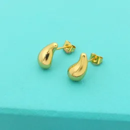 Gold Plated Luxury Brand Stud T-letter Glossy Water Drop Earrings Fashion Brass Jewelry Without Box