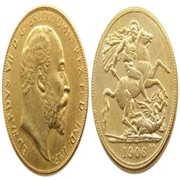Редкая британская монета 1906 года, Великобритания, король Эдуард VII 1 соверен, матовая 24-каратная позолоченная копия монеты, 306 г