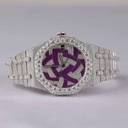 Orologio di lusso ghiacciato con diamanti a taglio brillante rotondo, accattivante, hip-hop naturale, con quadrante personalizzato Latt