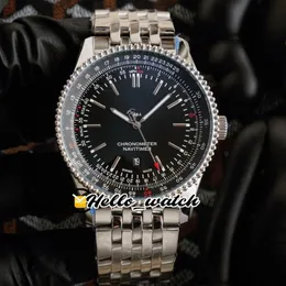 Nova caixa de aço A17325241 Asiático 2813 Relógio automático masculino mostrador preto pulseira de aço inoxidável HWBE Gents Relógios Olá relógio alto Q240P