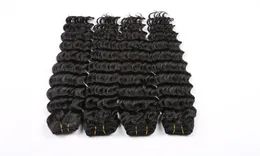 Deep Wave Hair Weave Natural Color 3 eller 4 Bundles affärer 100 mongoliska mänskliga lockiga vävningsremy hårförlängningar5208958