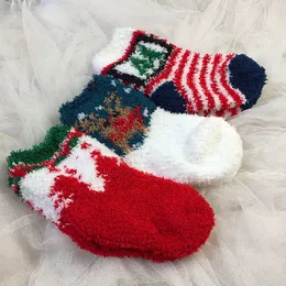Детские носки для детей от 1 до 7 лет, детские рождественские носки, зимние детские бархатные носки кораллового цвета 240229
