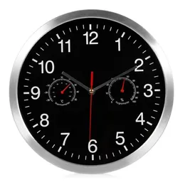 In 1 Silent Quartz Wall Clock Quiet Movement Hygrometer No-Ticking Home Art Decor Clocks238B