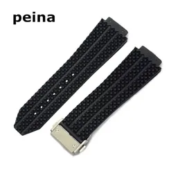 25mmx19mm novas pulseiras de relógio masculino banda pneu mergulhador pulseira de borracha de silicone para H-U-B246v