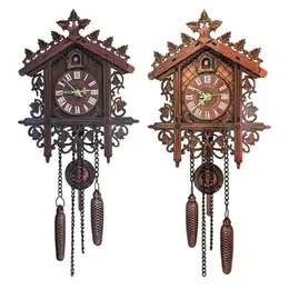 Vintage Wooden Hanging Cuckoo Wall Clock for Living Room Home Restaurant Bedroom Decoration2368