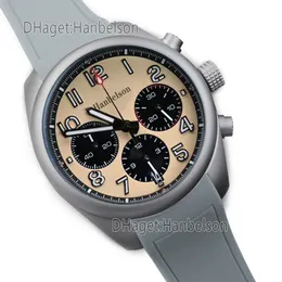 Sports Men Watch Beige Quartz movement Chronograph WristWatch Woven nylon leather strap Steel case 45mm Clock 7 colors