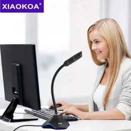 Mikrofonlar Xiaokoa Oyun Mikrofon HD Ses Kalitesi USB Mikrofon PC için LED Işık Taşınabilir Mikrofon ile Bilgisayar Kayıt