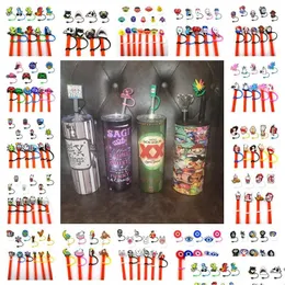 Straws St Toppers Er Molds Bad Bunny Karol.G Hocus Pocus Charms Reusable Splash Proof Dustプラグ装飾8mmカップfor Whol dhcws