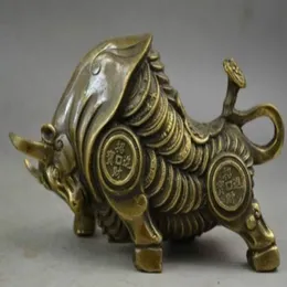 China Copper Carve Whole Body Wealth Lifelike zodiac ox Statue257F