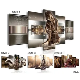 Paintings 5Pcsset Unframed Modern Colorf Buddha Wall Decor Buddhism Art Oil Painting Print On Canvas Home Picture1425415 Drop Delive Dhwt3