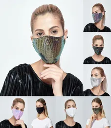 Cekiny DHL Maski Masowe Bling 3D Washable Reoable Mask Odporne przeciwprężnienie maska ​​na tarczy twarzy Błyszcząca twarz Cov9260576