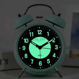 Andra klocktillbehör 4 tum Vintage Silent Metal Ring Alarm Clock Round Pointers Clock med bakgrundsbelysning för förutom att dekor är lämplig för tung sleepersl2403