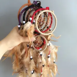 حلقات مزدوجة اليد جعلت الحلم الماسك المنزل شنقا Dreamcatcher ديكور 6colors مختلطة الحرفية المصنوعة يدويًا Who2795