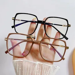 Óculos de sol Coréia Moda Mulheres Grande Caixa Óculos Anti Azul Light Face Frame Slimming Effect Street Po Flat Mirror