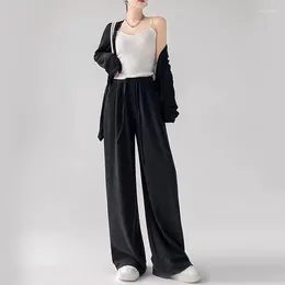 Women's Pants Sticky Draped Wide-legged Female Autumn And Winter High-waisted Ladies Loose Straight Casual Padded Women