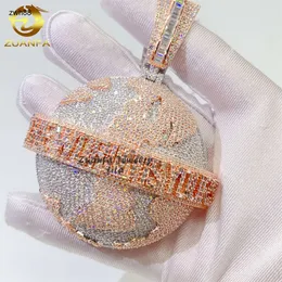 Designer de jóias 925 prata esterlina dois tons 3d terra hip hop gelado vvs moissanite pingente de diamante para menshiphop