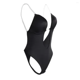 Shapers femininos sem costas tanga bodysuit profundo u sutiã copo mulher corpo inteiro shaper desliza bulifter alças invisíveis sexy terno para vestido de festa