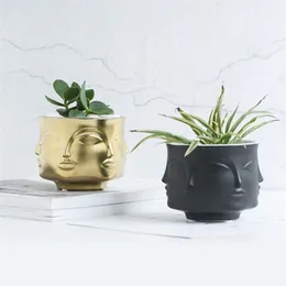 Man Face flower vase home decoration accessories modern ceramic vase for Flowers Pot planters LJ201210203R