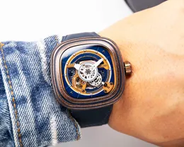 Män automatisk mekanisk keramik tittar på fulla rostfritt stål armbandsur Sapphire Luminous Watch Business Casual Montre de Luxe Square Dial