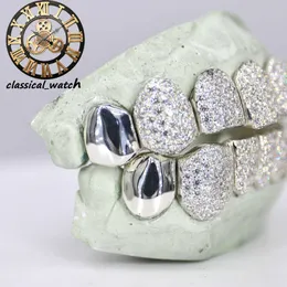 8 em 8 tampado Vvs Moissanite Diamond Grillz gelado com dentes presos na boca grade joias de hip hop para rappers