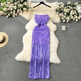 Sukienki swobodne Foamlina Vintage Formal Party Sukienka towarzyska luksusowa cekinowa zawiesina pustka