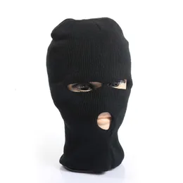 Maschera da sci invernale a tre fori tinta unita acrilico lavorato a maglia da uomo e da donna cappello da ciclismo caldo pullover 584719