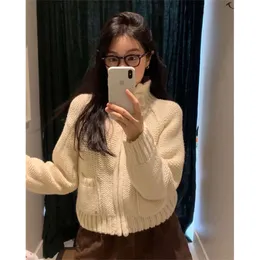 Ny designer version casual mode mjuk glutinös tröja jacka kläder höst och vinter koreansk lös passande kvinnors topp