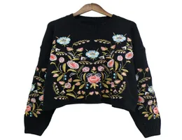 Осенний новый свитер для больших девочек, детский стерео свитер с цветочной вышивкой, пуловер, женский вязаный свитер, джемпер с длинными рукавами для больших девочек A4477075028