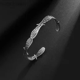 Bangle New Retro Creative Design Angel Wings Metal Open Armband Men Women Cool Glamour Party Bike Jewelry LDD240312