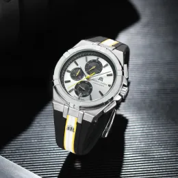 Multifuncional Novo Designer de Luxo Maurice Lacroix Aikon Tide Mens Relógios Pulseira de Borracha Relógio de Quartzo À Prova D 'Água para Homens Esportes Reloj Hombre AAA Relógio M003